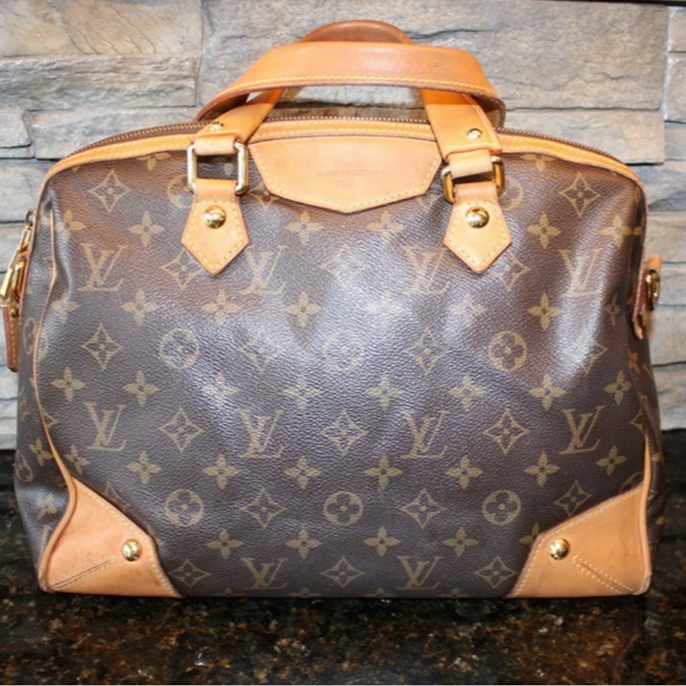Louis Vuitton Brown Monogram Canvas Satchel with Tan Leather Trim RETIRO MM